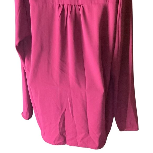 Pleione Womens' Long Sleeve Blouse Size L Magenta Polyester V-Neck Front Pocket - Picture 8 of 14